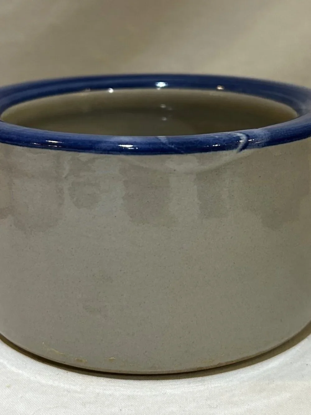 VTG Louisville Kentucky Stoneware Hand Painted Pet Bowl Gray Blue 5.5